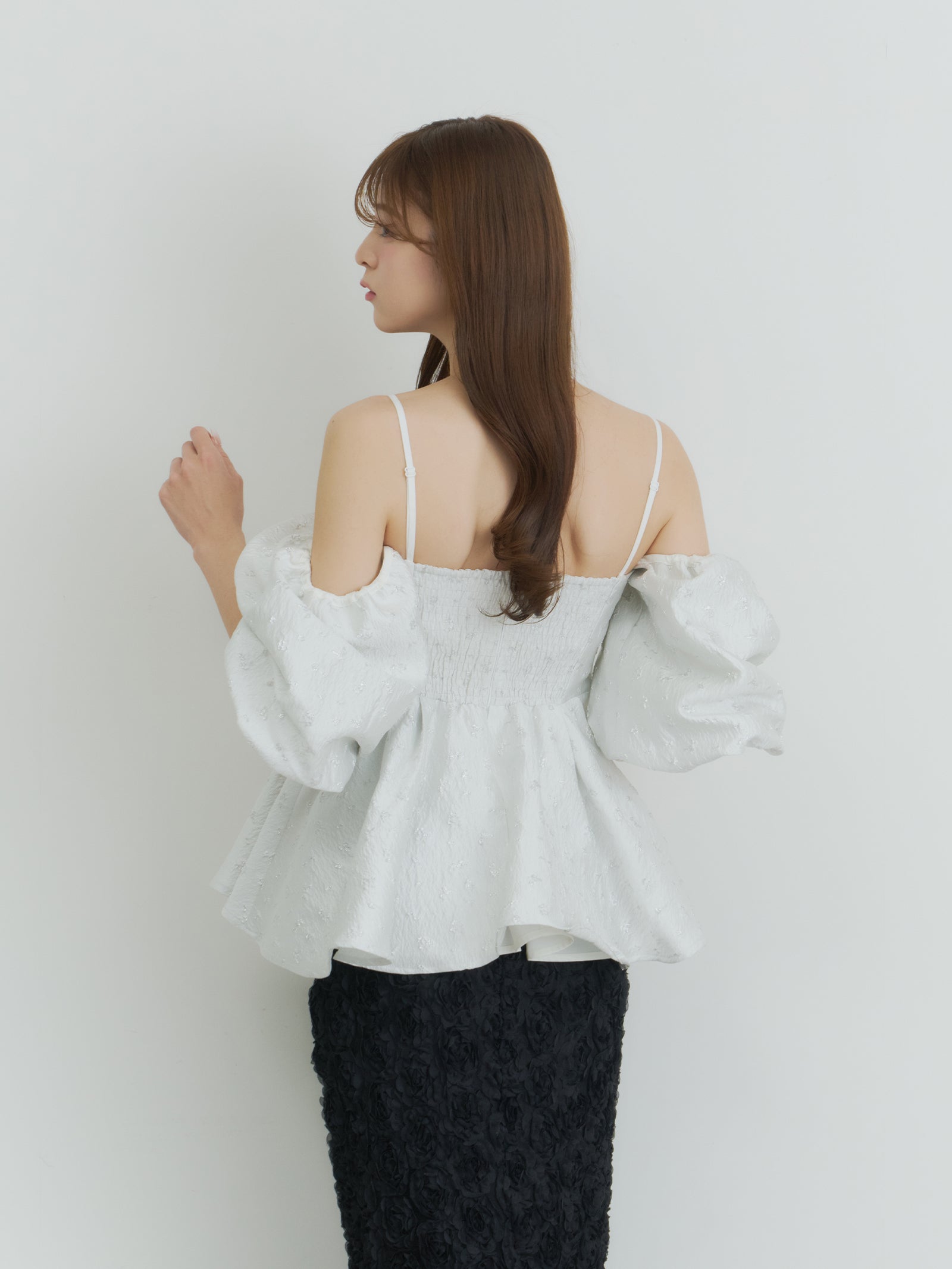 【予約】フラワージャガードペプラムビスチェ【発送予定日 4月上旬〜4月中旬】