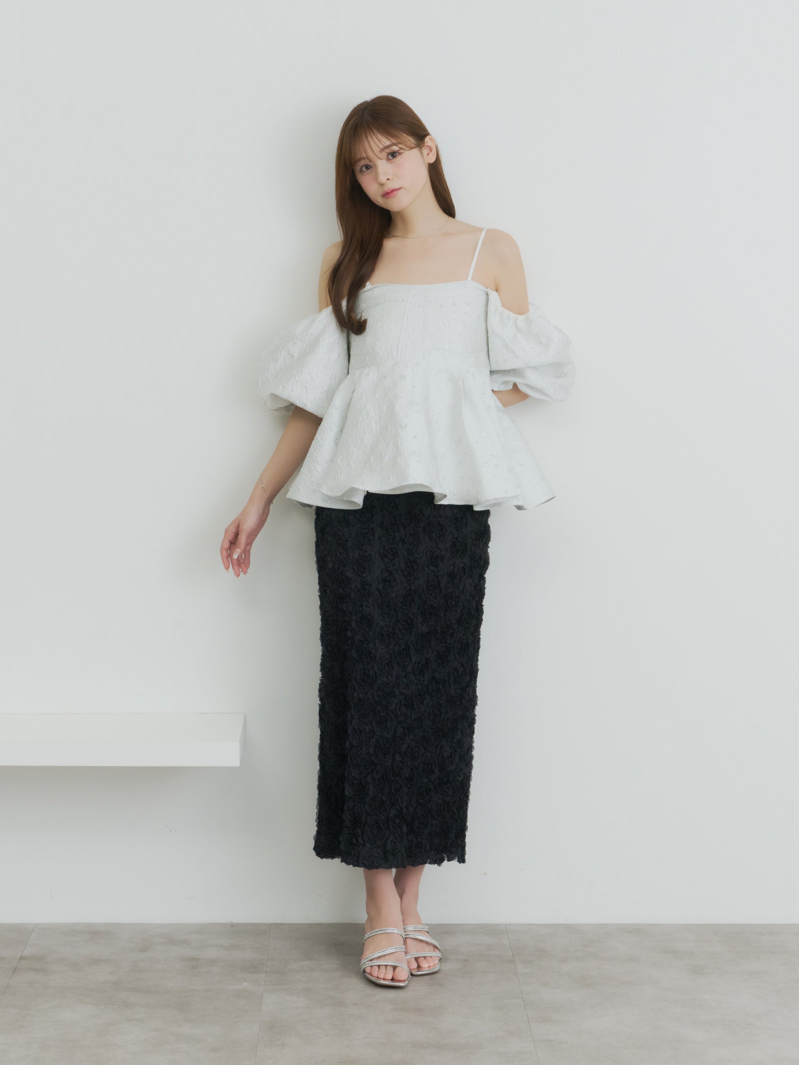 【予約】フラワージャガードペプラムビスチェ【発送予定日 4月上旬〜4月中旬】