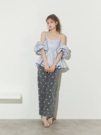 【予約】フラワージャガードペプラムビスチェ【発送予定日 4月上旬〜4月中旬】