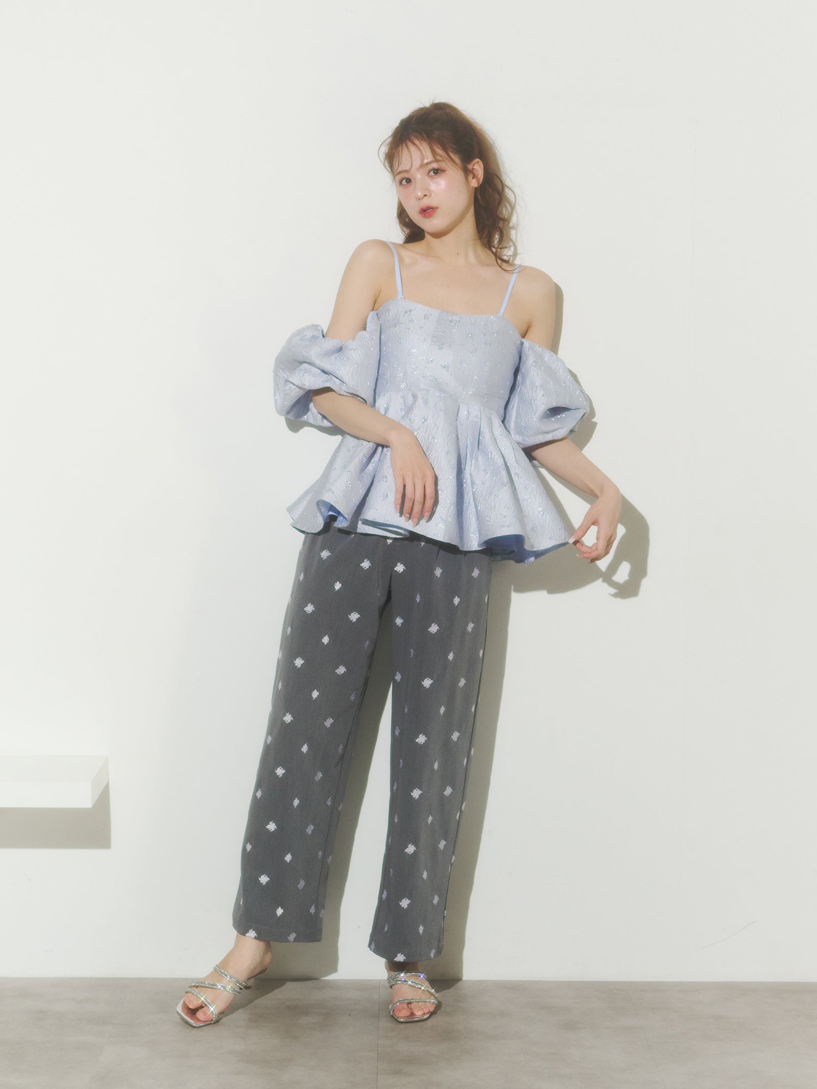 【予約】フラワージャガードペプラムビスチェ【発送予定日 4月上旬〜4月中旬】