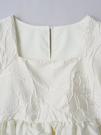 スクエアネックジャガードペプラムブラウス