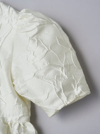 スクエアネックジャガードペプラムブラウス