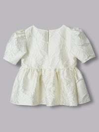 スクエアネックジャガードペプラムブラウス