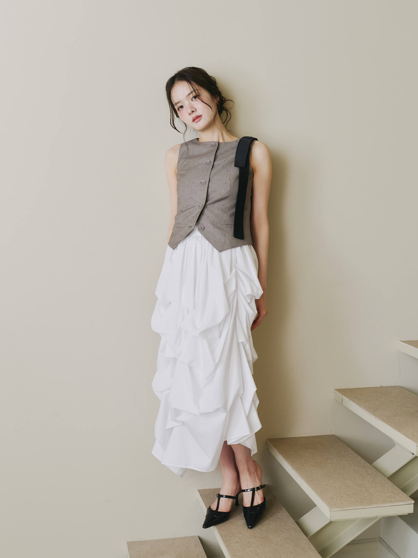 【coordinate】ラインストーンジレ+ランダムピックスカート