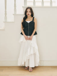 デニムペプラムビスチェ