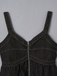 デニムペプラムビスチェ