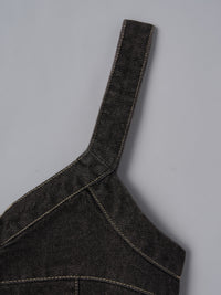 デニムペプラムビスチェ