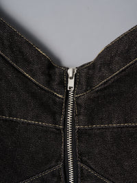 デニムペプラムビスチェ