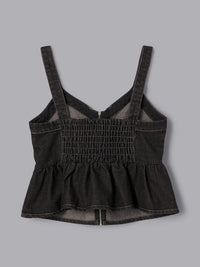 デニムペプラムビスチェ