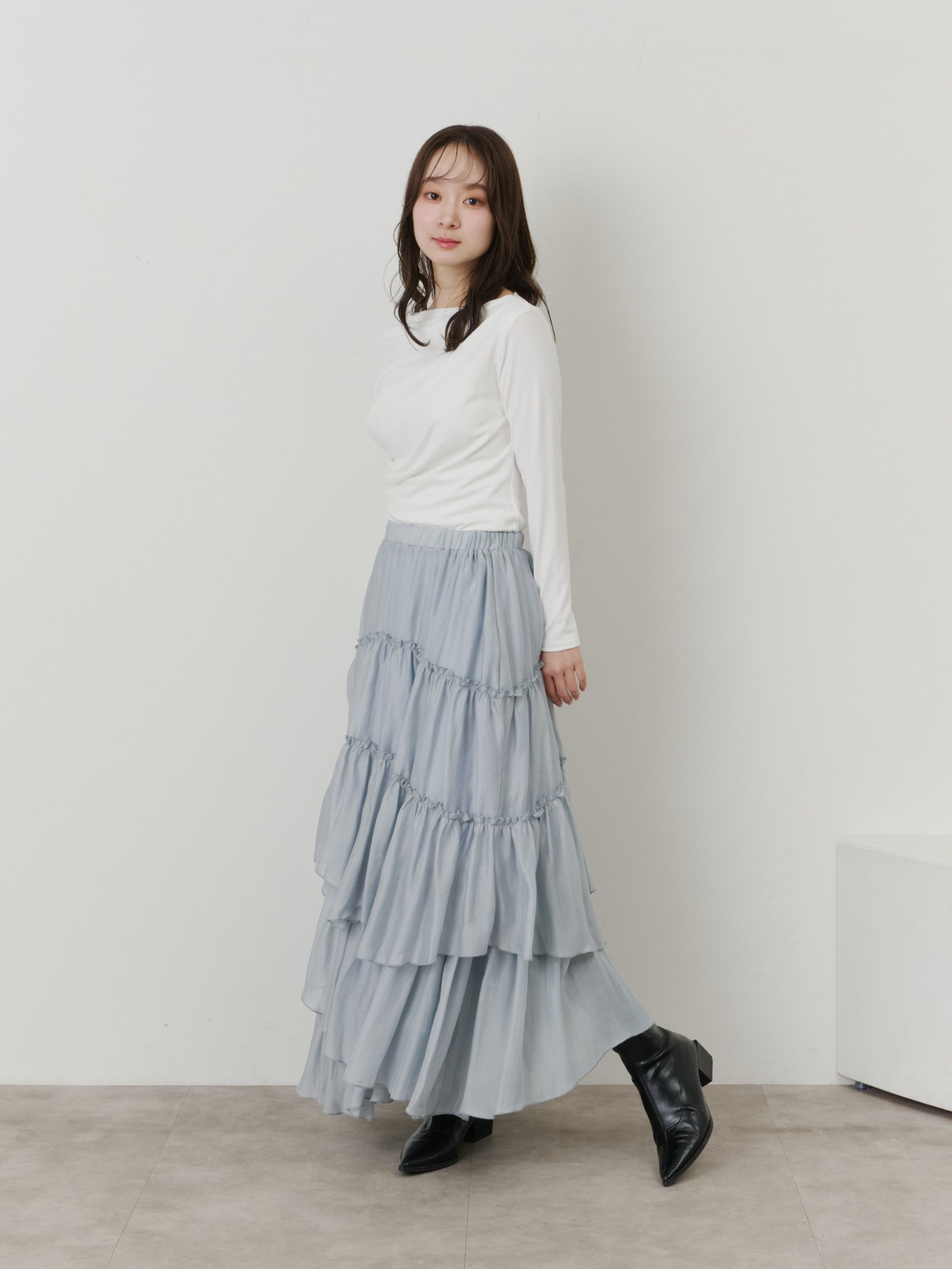 アシンメトリードレープトップス