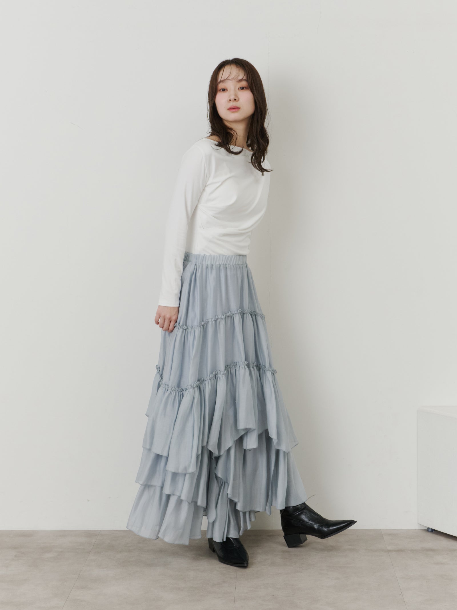 アシンメトリードレープトップス