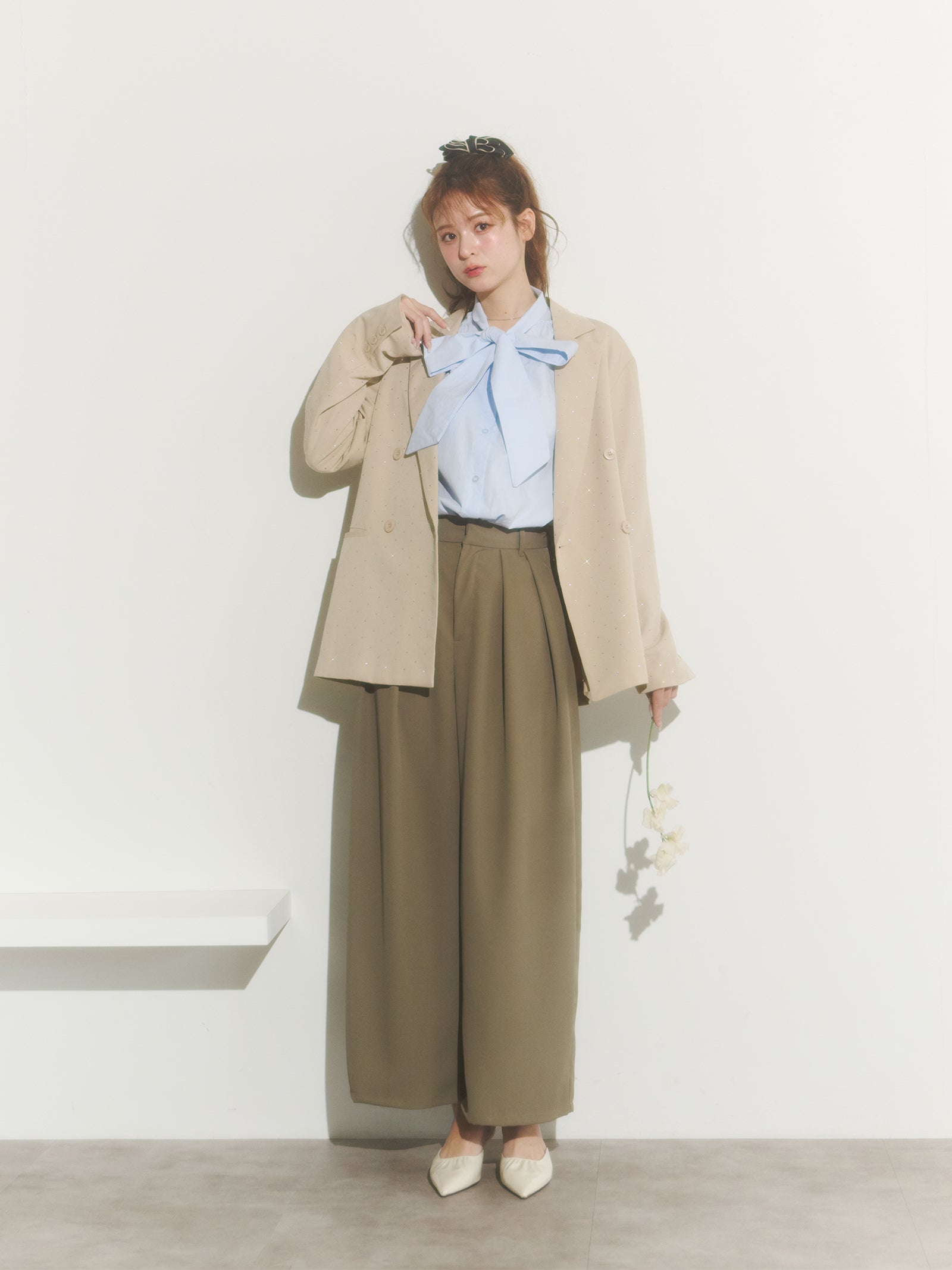 ビッグリボンシャツブラウス