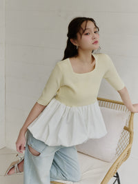 スクエアネックバルーントップス