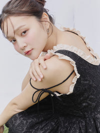 フリルリボンジャガードワンピース