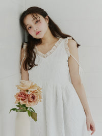 フリルリボンジャガードワンピース