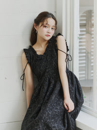 フリルリボンジャガードワンピース