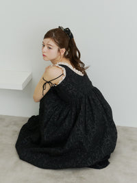 フリルリボンジャガードワンピース