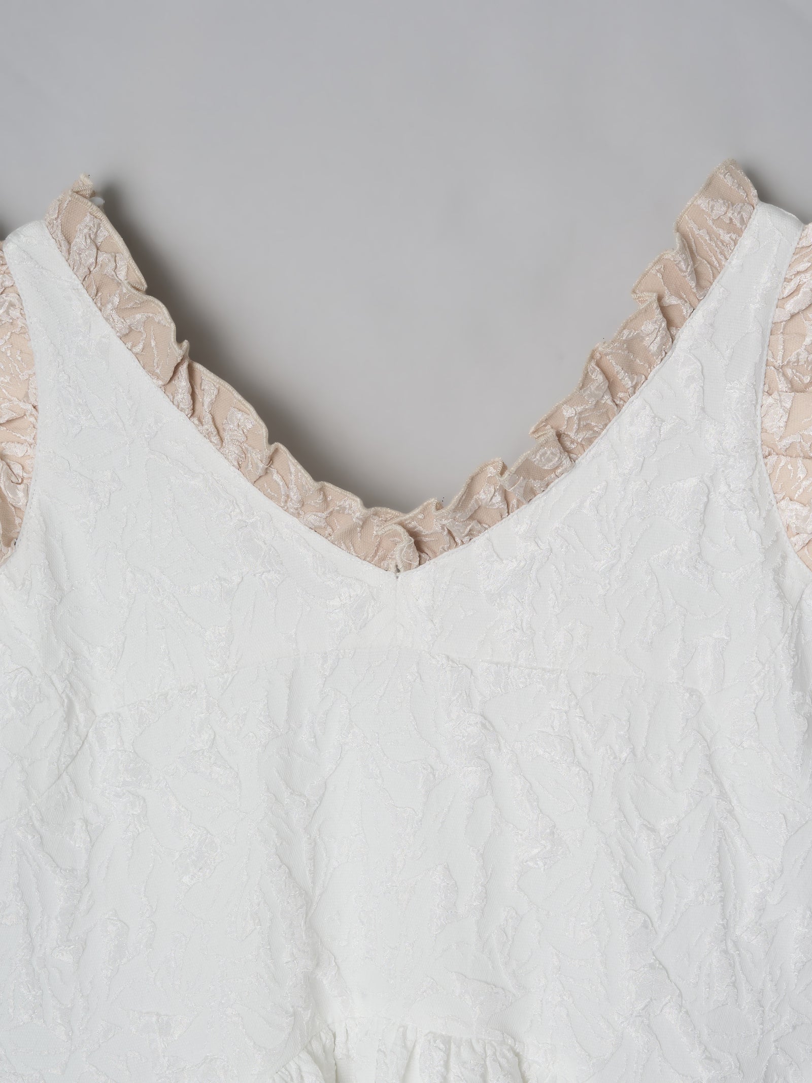 フリルリボンジャガードワンピース