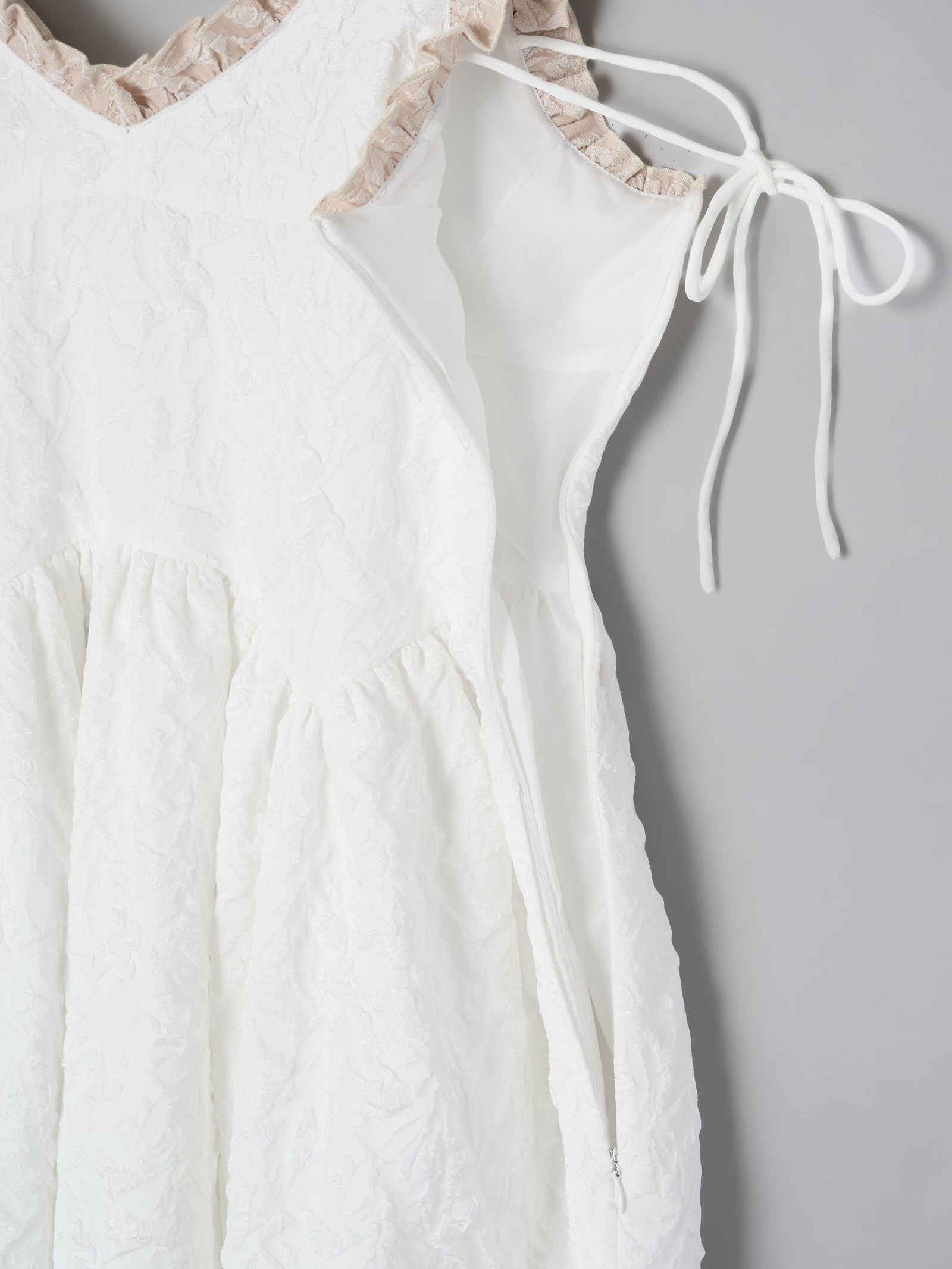 フリルリボンジャガードワンピース