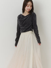 ボリュームロングチュールスカート