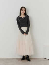 ボリュームロングチュールスカート