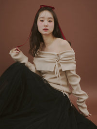 ボリュームロングチュールスカート