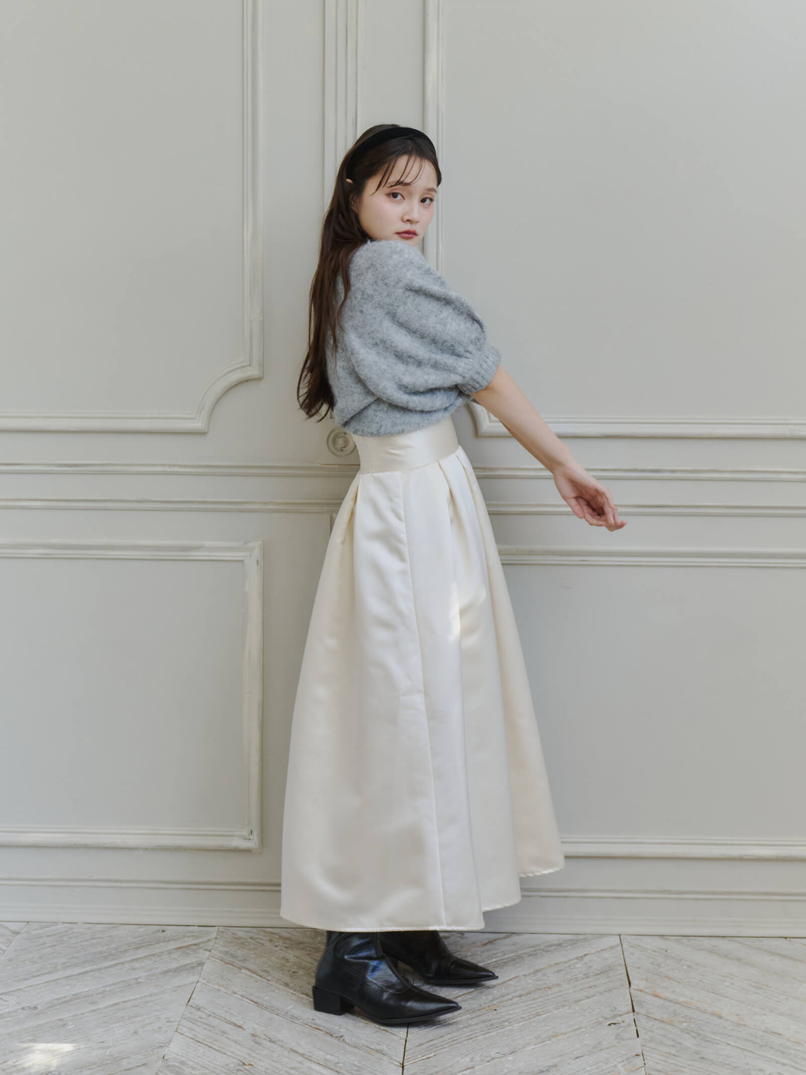 モヘアハーフスリーブニット