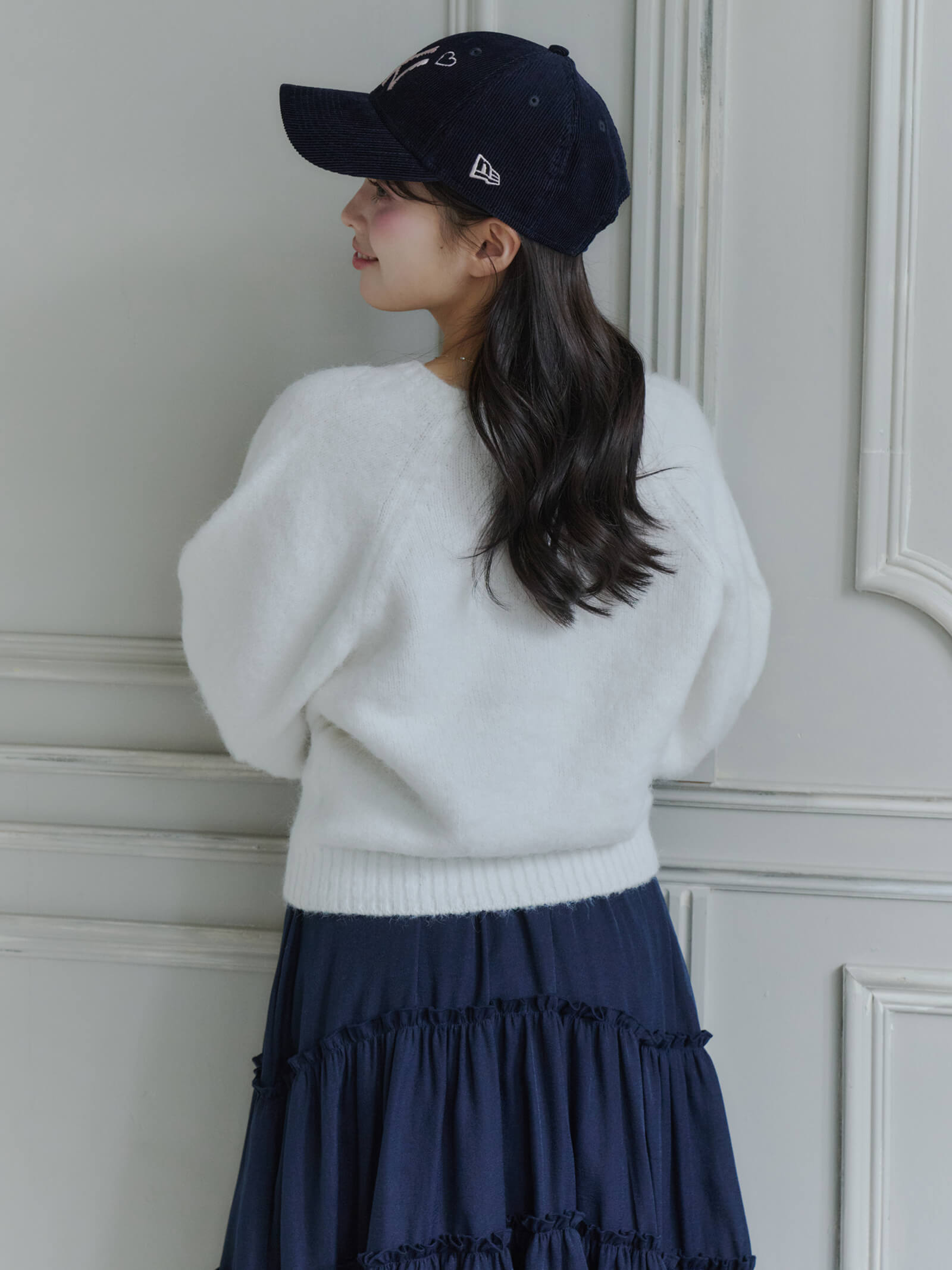 モヘアハーフスリーブニット