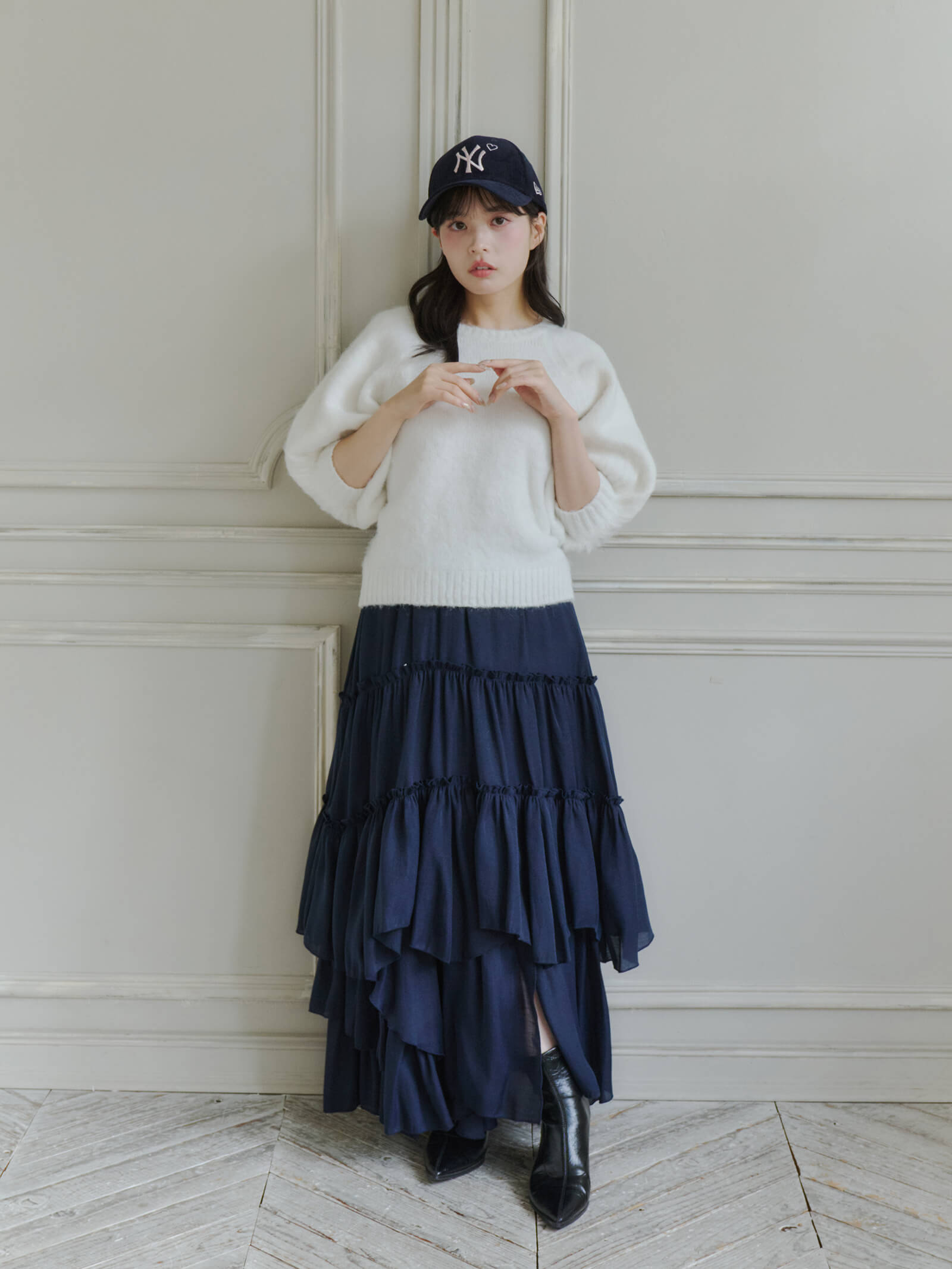 モヘアハーフスリーブニット