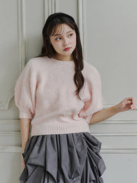 モヘアハーフスリーブニット