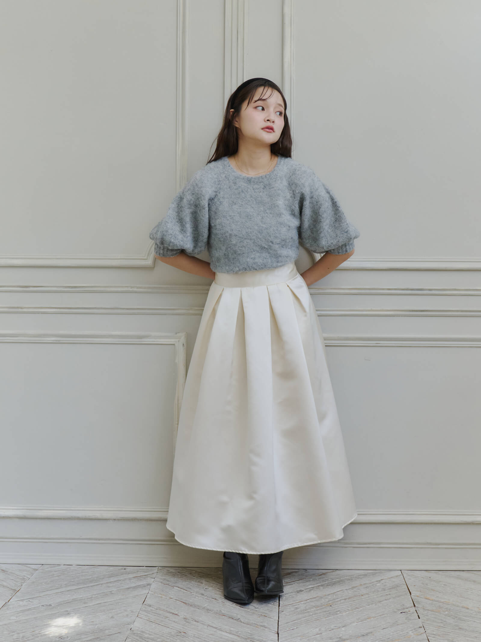 モヘアハーフスリーブニット