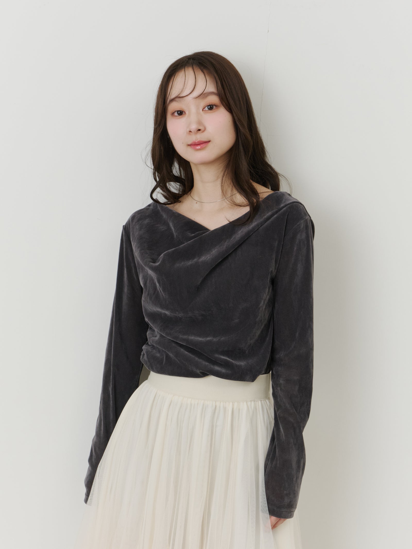 シアーベロアドレープトップス