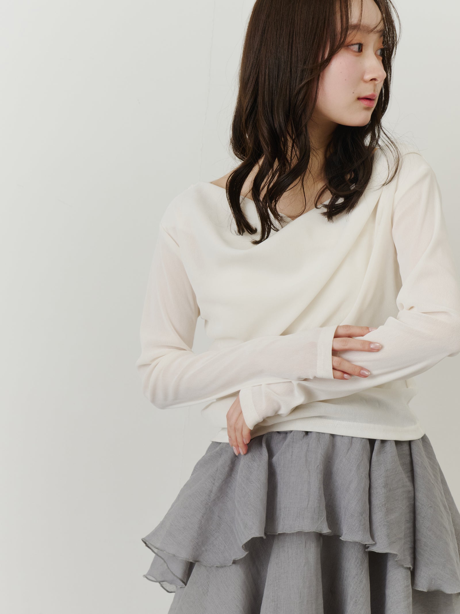 シアーベロアドレープトップス