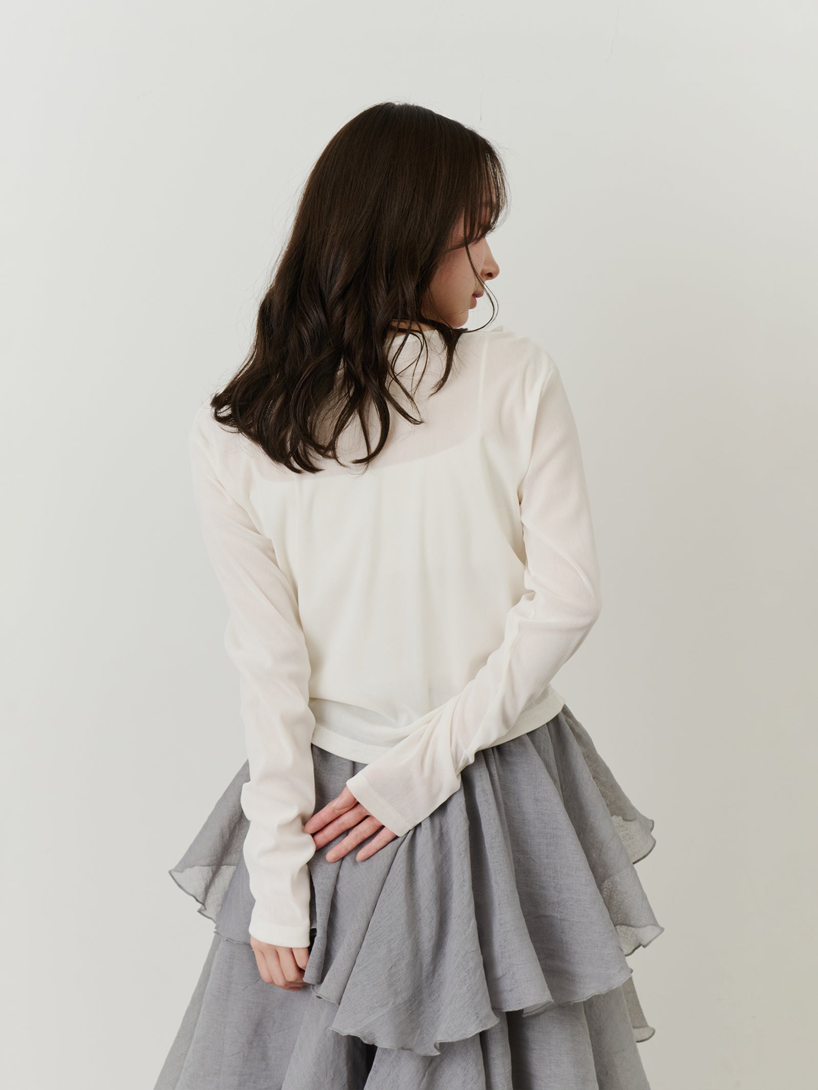 シアーベロアドレープトップス