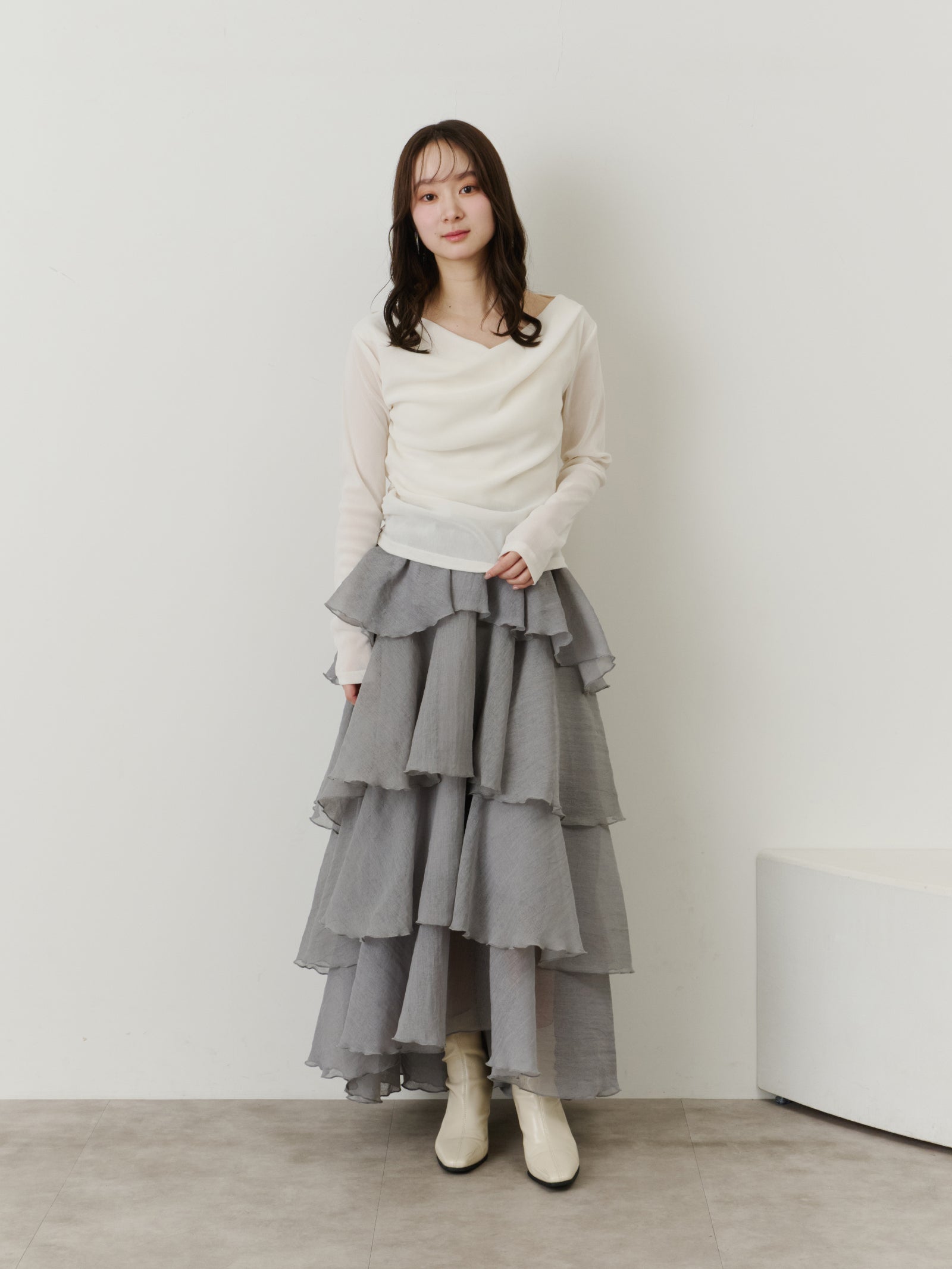 シアーベロアドレープトップス