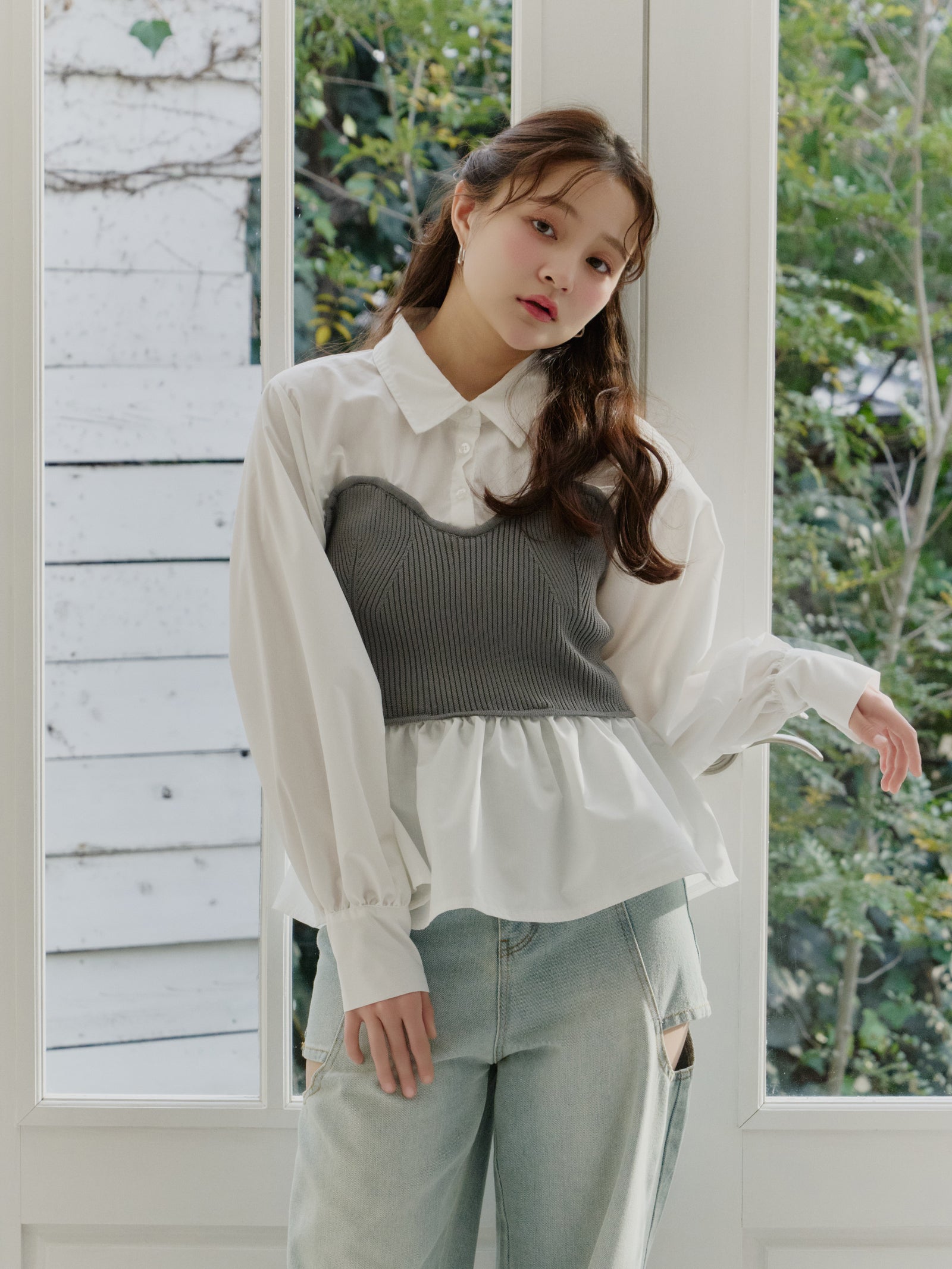 ニットビスチェドッキングシャツ