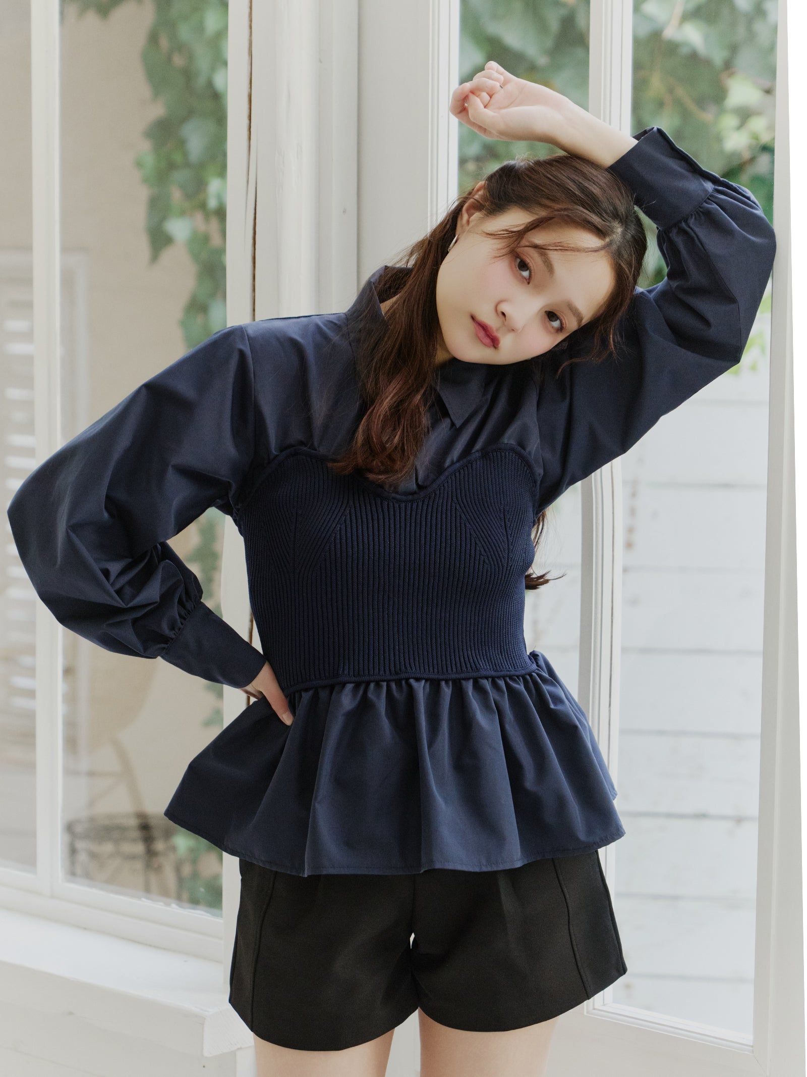 ニットビスチェドッキングシャツ