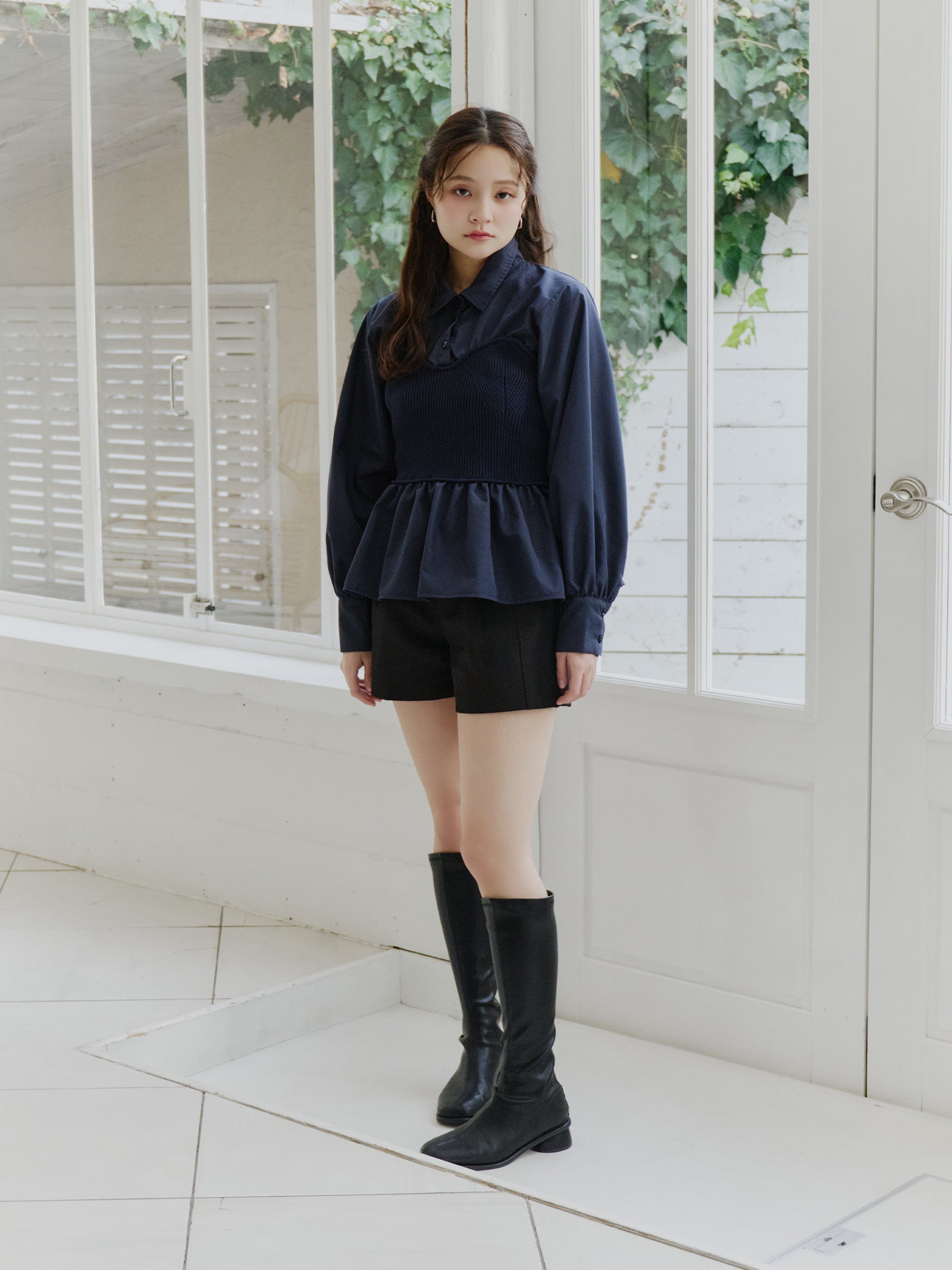 ニットビスチェドッキングシャツ