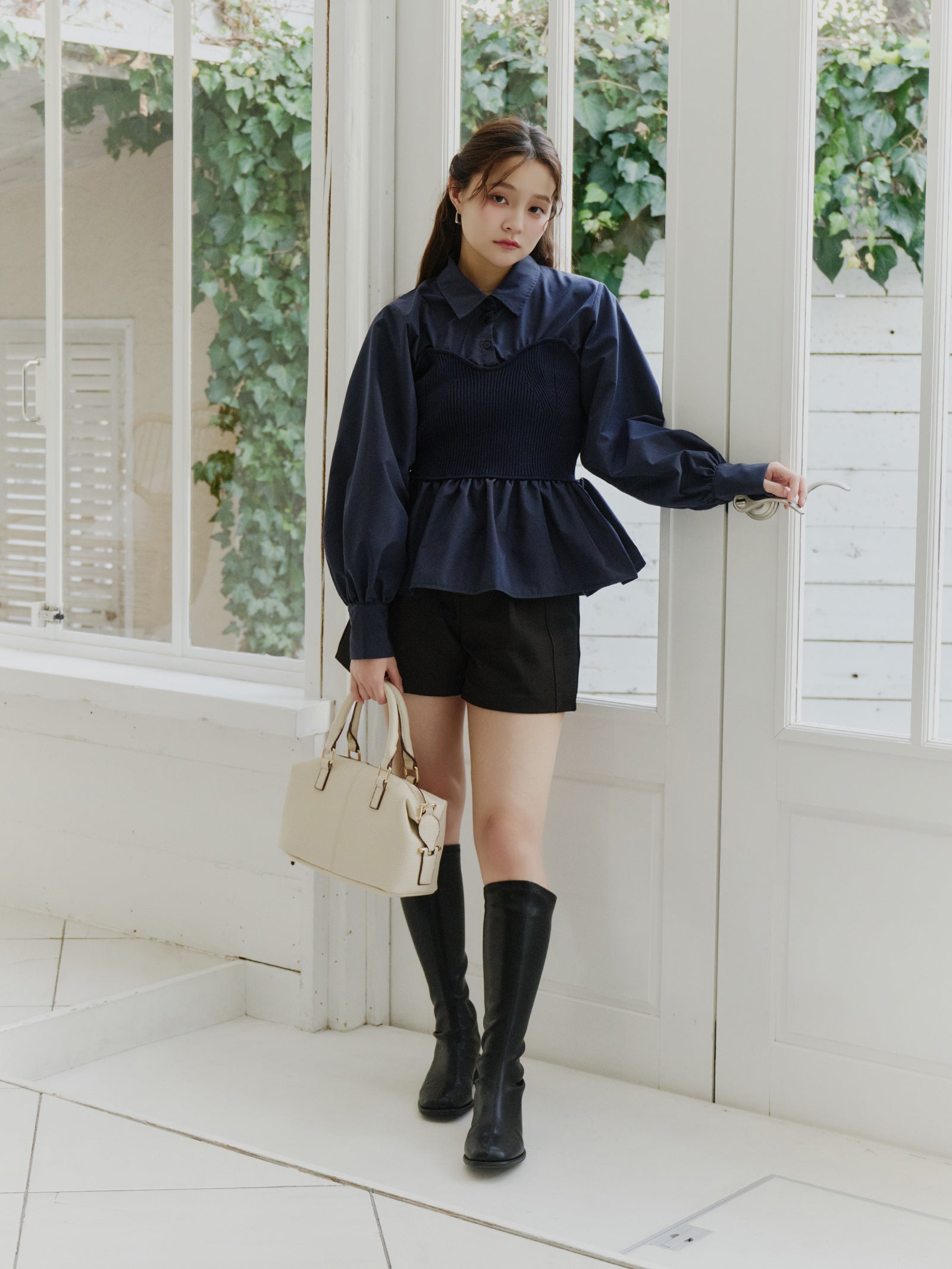 ニットビスチェドッキングシャツ