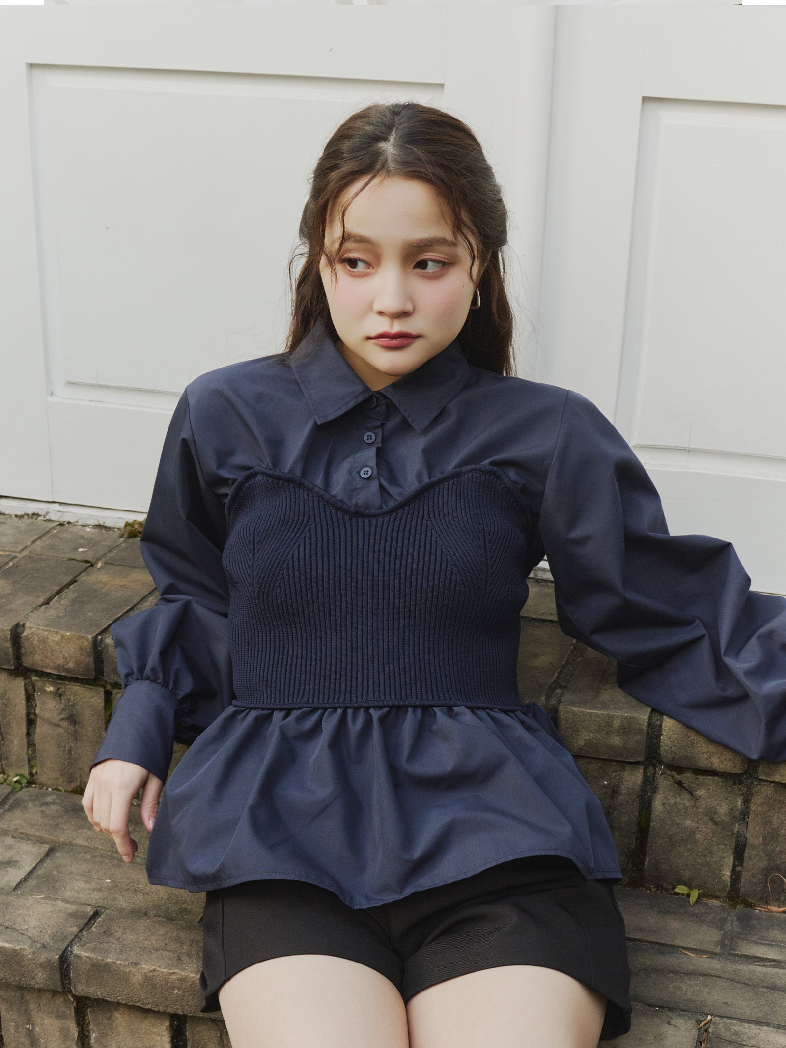 ニットビスチェドッキングシャツ