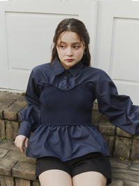 ニットビスチェドッキングシャツ