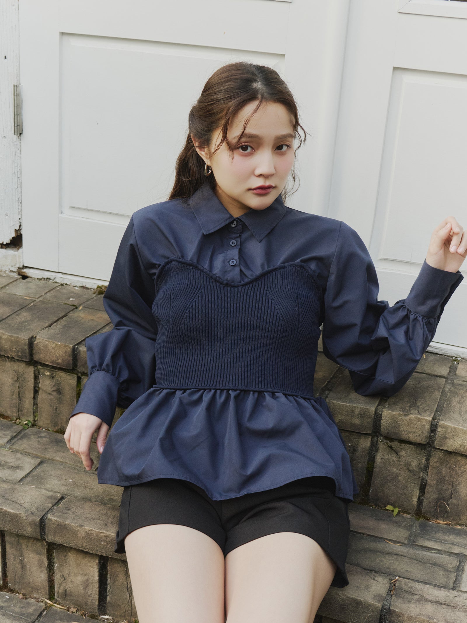 ニットビスチェドッキングシャツ