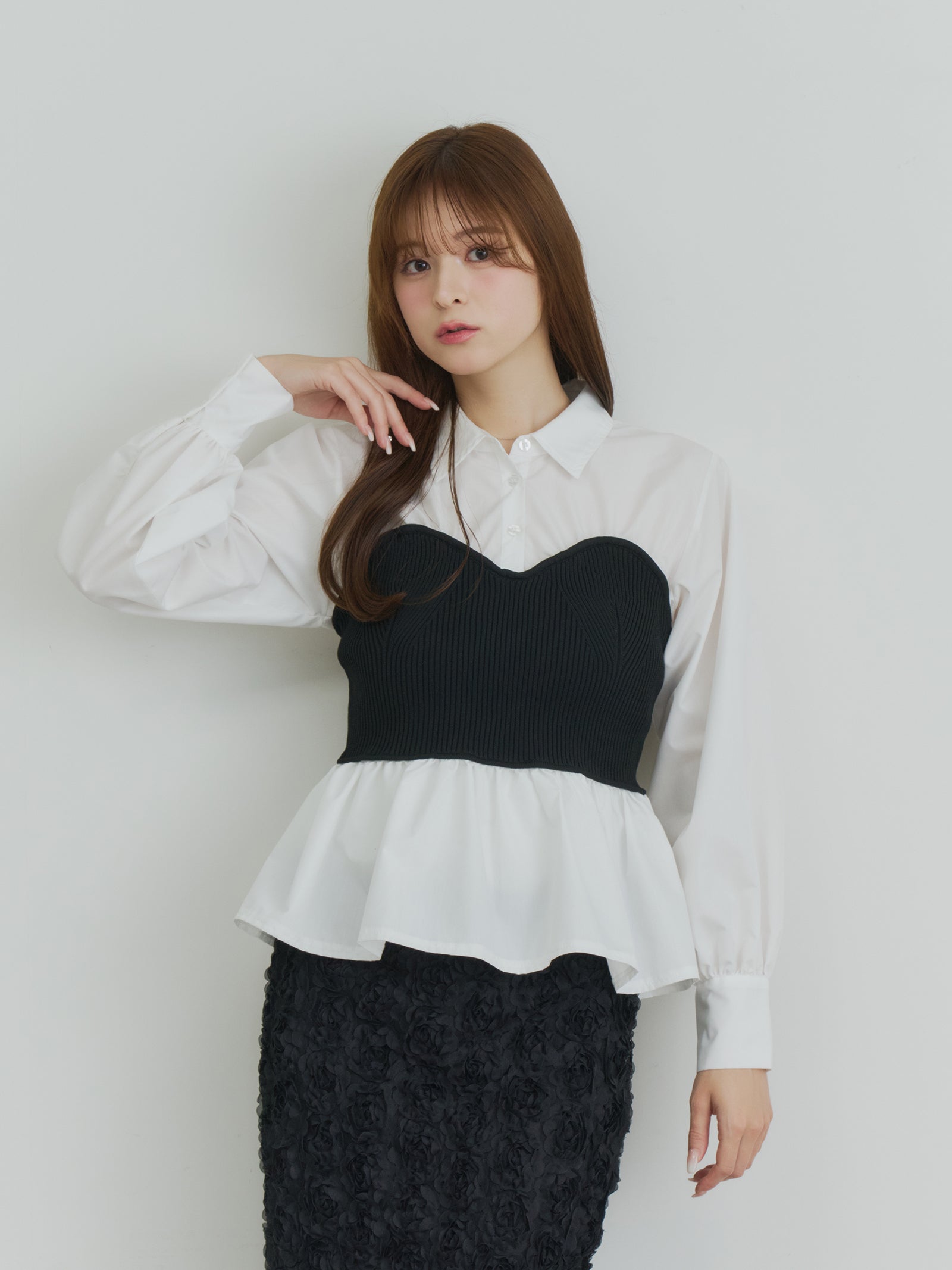 ニットビスチェドッキングシャツ