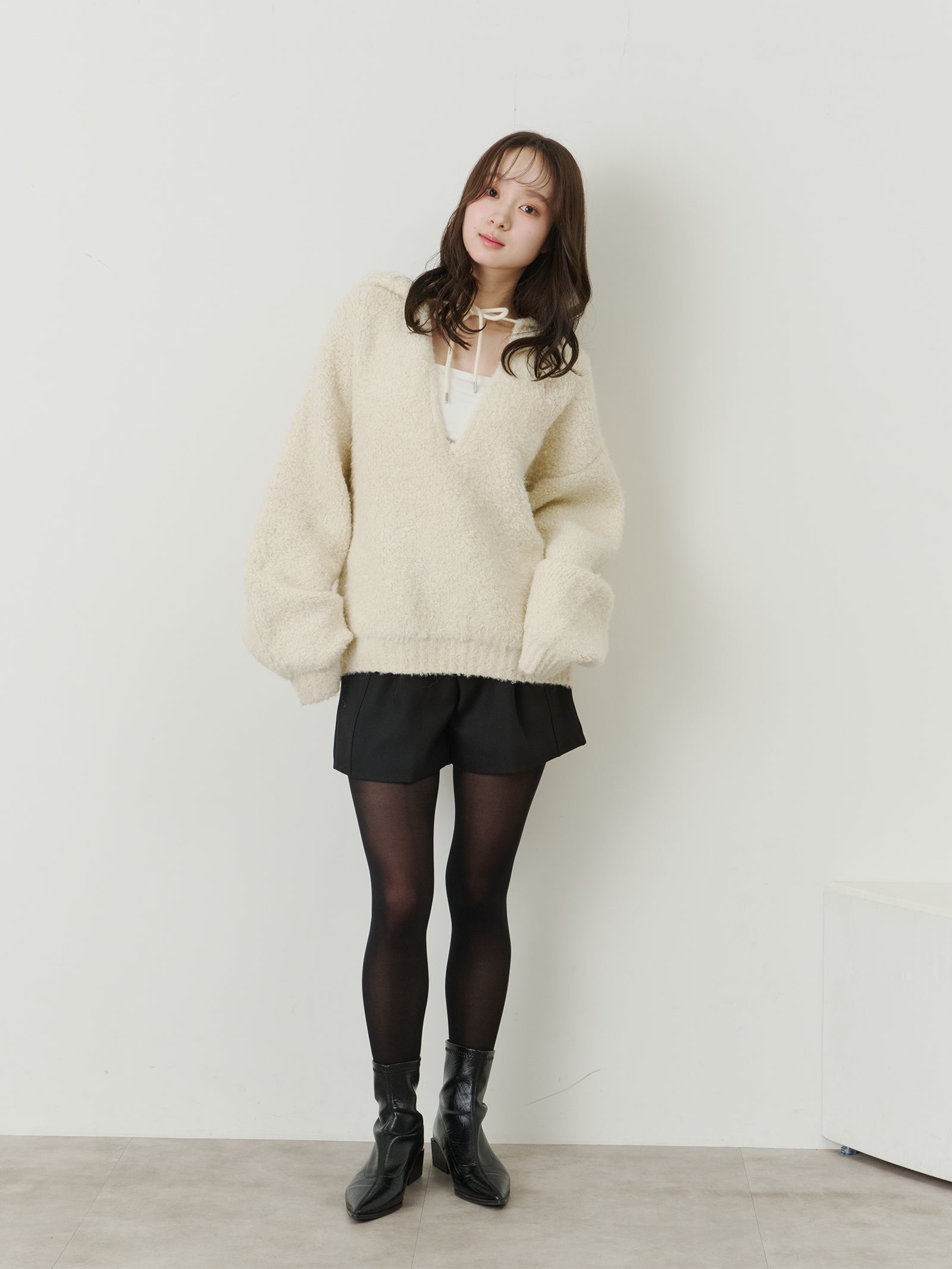 フードニットプルオーバー