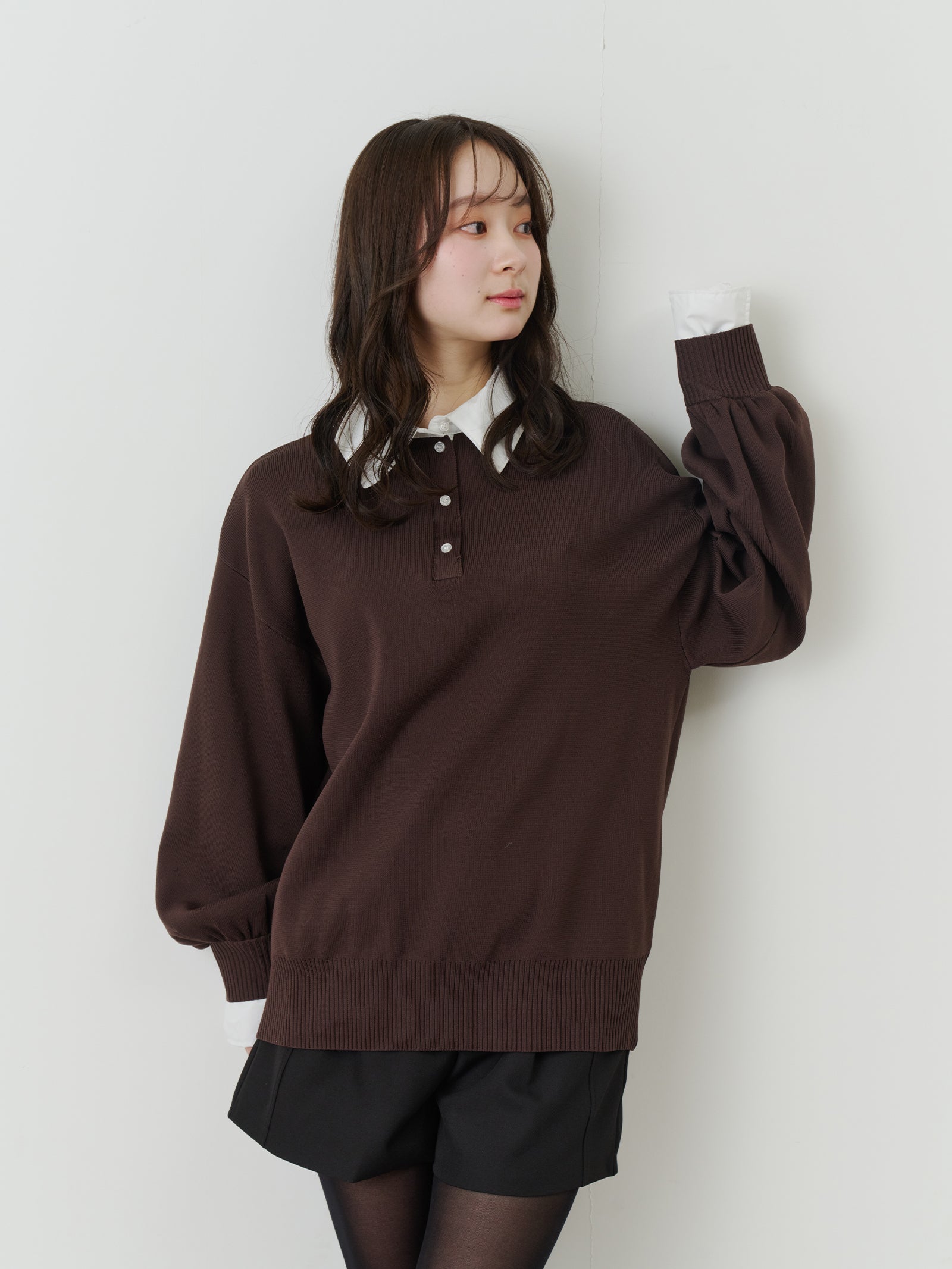 シャツドッキングポロニット