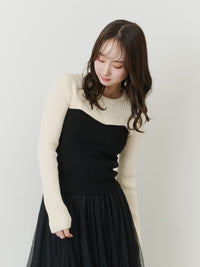 バイカラードッキングニット