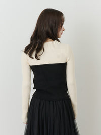 バイカラードッキングニット