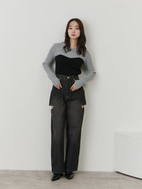 バイカラードッキングニット