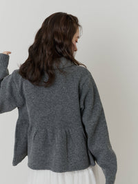 リブカラーペプラムニット