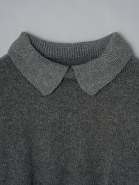 リブカラーペプラムニット